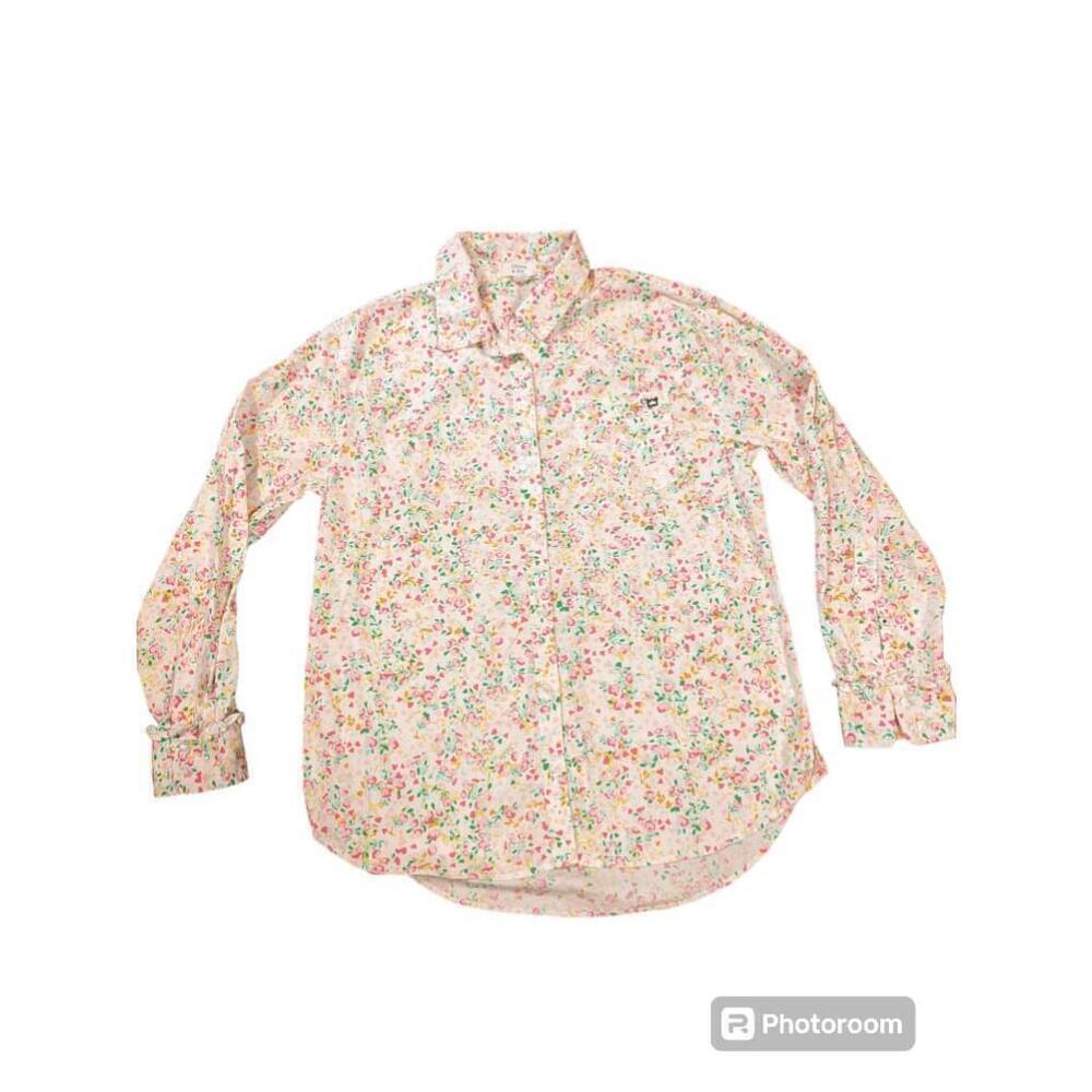 Women's Crown & Ivy Floral Button Down Shirt - Size S - White/Pink